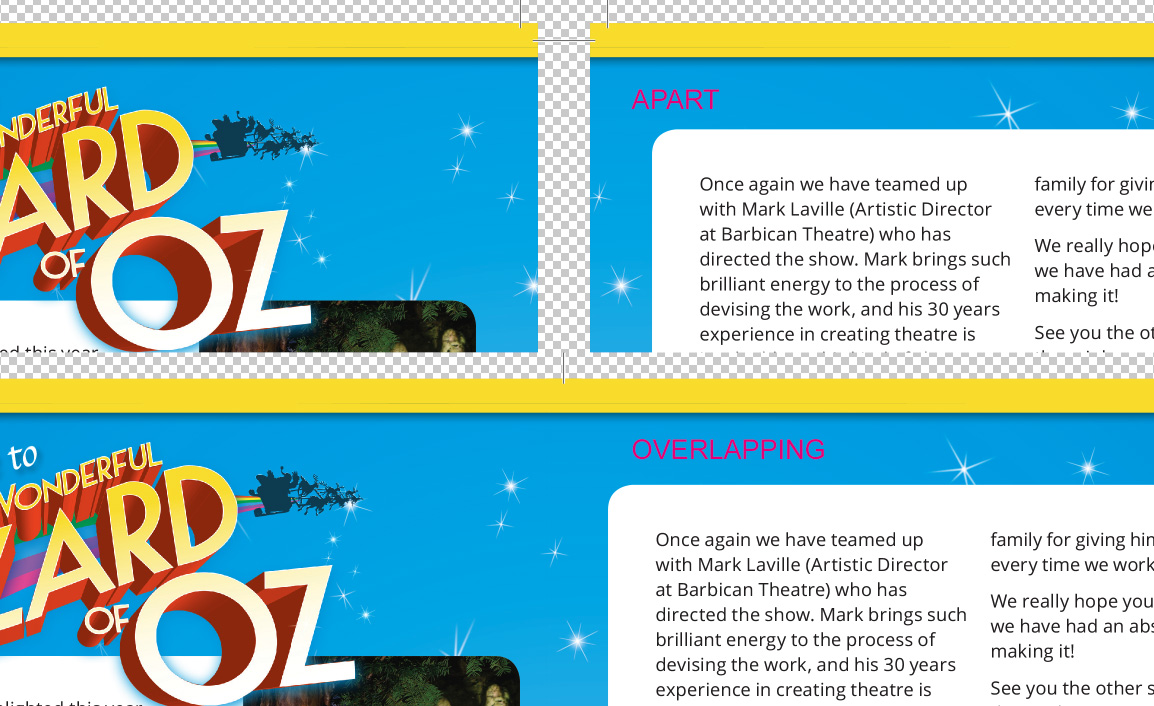 Booklet printing: setting up images to run across centrefold