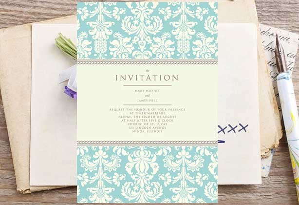Wedding invitation design with floral design