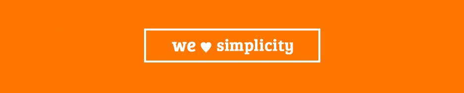 Simple orange banner with we love simpilicity written in the middle